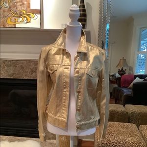 NWT Guess gold denim jacket.